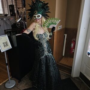 Epic Formals Mermaid Sparkle Corset Promise Dress Emerald size 10.